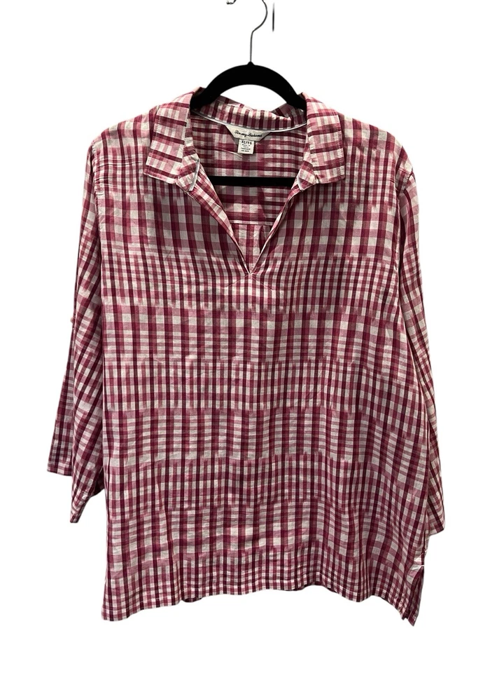 Top para mujer Tommy Bahama Ikat Me Know Popover ~ rojo fucsia ~ talla grande xL Foto 1 de 4