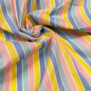 1 Yard Vintage 80s Pastel Striped Woven Fabric Wamsutta fabric - Picture 1 of 6