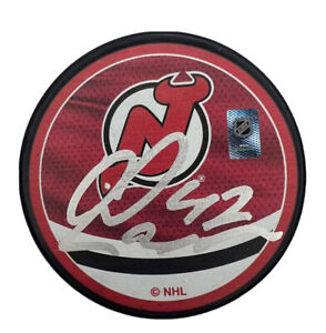 Curtis Lazar Signed Autographed New Jersey Devils Reverse Retro Puck