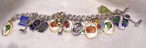 Bracciale Vintage TOPS Perdita Peso Silvertone Charm - Vanta 17 Charms Smaltati! - Foto 1 di 8