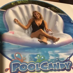 Pool Candy Giant Oyster Shell Lounge With Glitter Pearl Beach Ball NWB - Picture 1 of 5