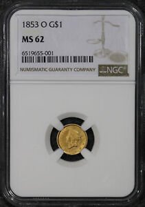 1853-O (MS62) G$1 Gold Dollar (Type 1) Liberty Head NGC