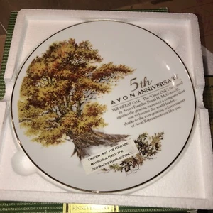 Avon 5th Year Anniversary Porcelain Plate The Great Oak 22K Gold Trim, NEW - Picture 1 of 2