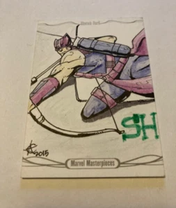 2016 Marvel Masterpieces Sketch Card Hawkeye - Alvin Cleofas - Picture 1 of 3