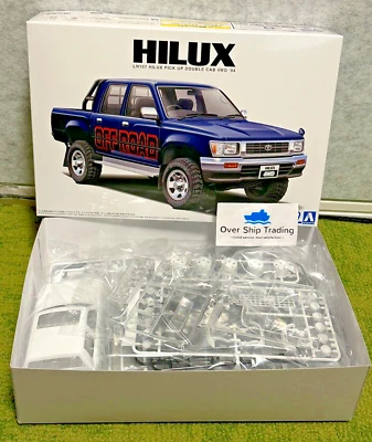 Aoshima No.20 Toyota LN107 Hilux Pickup Doppia Cabina 4WD Blu Modellino Scala... - Immagine 1 di 4