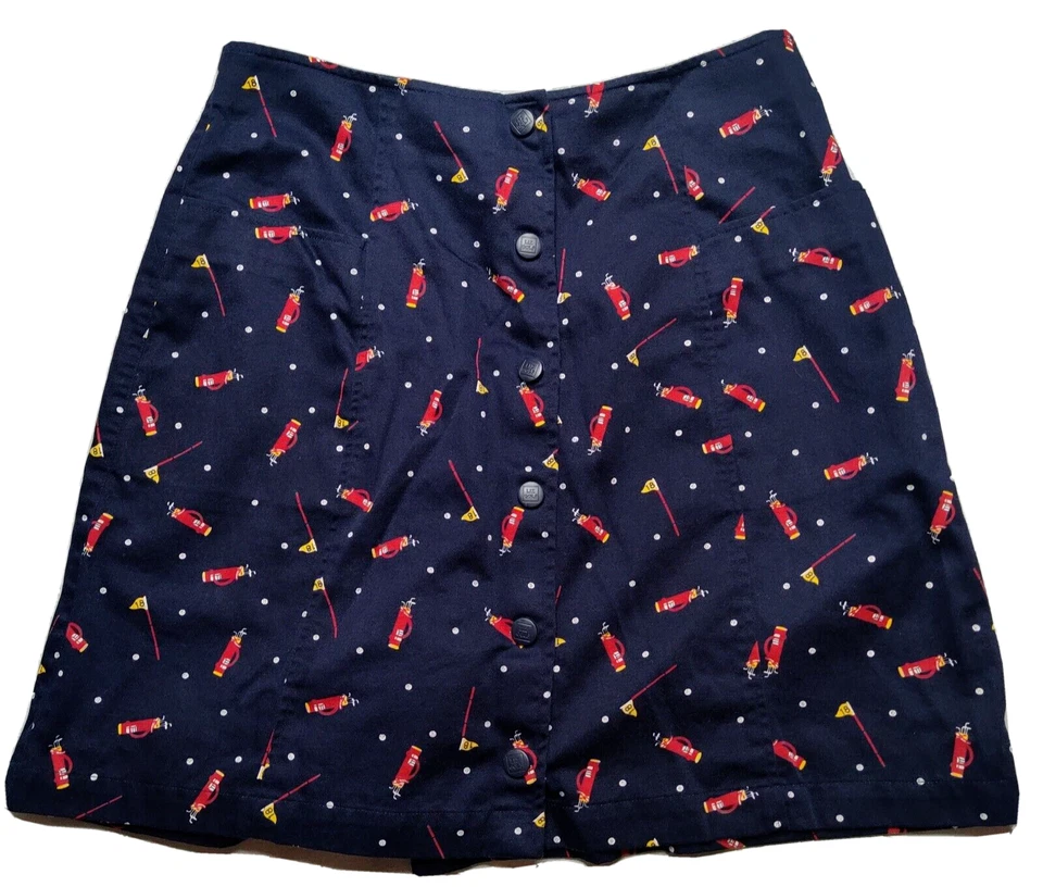 VTG LIZ CLAIBORNE LIZGOLF Women 8 Golf Bag Flag Icon GEO Button Front Wrap Skort - Image 1 of 4