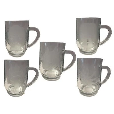 Juego de 5 tazas de vidrio grabado transparente Seashell - Hecho en Francia - Café Té Foto 1 de 4