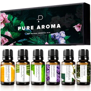 Essential Oils Set by Pure Aroma - Top 6 Aromatherapy Oils Gift Set-6 Pack, 10Ml - Picture 1 of 6