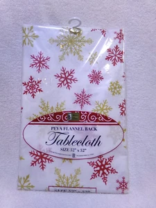 Better Home Christmas 52"x52" Square Tablecloth Peva Flannel Back Tablecloth - Picture 1 of 8