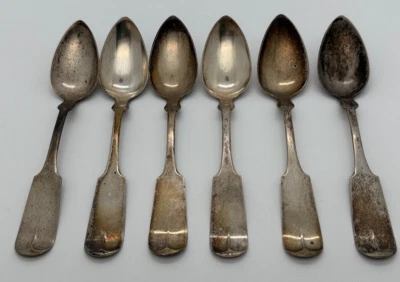 (6) Juego de cucharas de plata con moneda a juego Crowell Hartford Connecticut EAGLE sello Foto 1 de 4