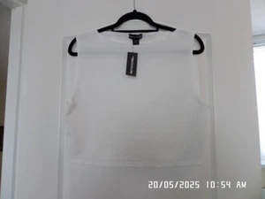Pretty Little Thing sleeveless white ribbed Top, size 16, chest 19", length 16". - Picture 1 of 4