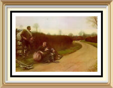 Old 1929 Famous Painting Art Print by SIR VON HERKOMER - HARD TIMES Poor Family
