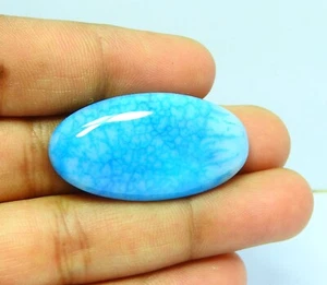 41.00 Cts Dragon Veins Agate Sky Blue Gemstone Oval Cabochon Pendant 19x37x7 mm - Picture 1 of 8