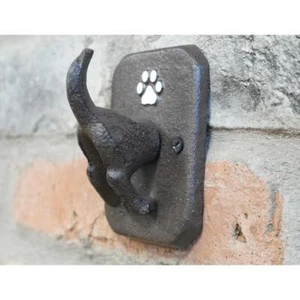 Gancho para abrigo de hierro fundido cola de perro rústico montado en la pared industrial vintage animal - Imagen 1 de 1