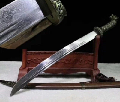 Handmade Folded Steel Mongolia Scimitar Dagger Knife Sword Rosewood Saya #1390 - Image 1 of 4