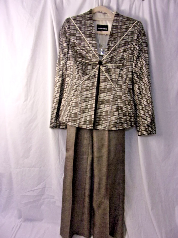 女士 Giorgio Armani 青铜黑色几何裤套装 38 令人惊叹 — 第 1/4 张图片