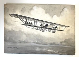 Geoffrey Watson Original WW1  French Caudron Bi Plane watercolour- famous artist - Picture 1 of 5