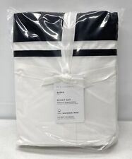 NEW Pottery Barn 4-pc Parker Organic Percale QUEEN Sheet Set w/Pillowcases~Black