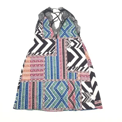 Victorias Secret Boho Patchwork Babydoll Lingerie Dress Small Multicolored Black - Image 1 of 4