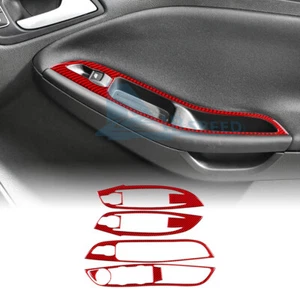 For Ford Focus 2012-2018 Red Carbon fiber Window Lift Button Armrest Cover Trim - Picture 1 of 9