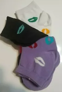 Women's Fancy Assorted Designs-3 Colors ankle socks 9-11 cotton blend NEW - Picture 1 of 3