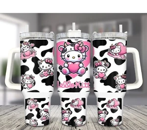 Hello Kitty Pink And Cow Design 40oz Stainless Steel Tumbler - Picture 1 of 5