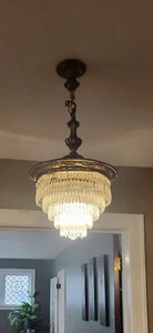 Antique Vintage Crystal Flush Mount 6 Tier Wedding Cake Chandelier 17” - Picture 1 of 1