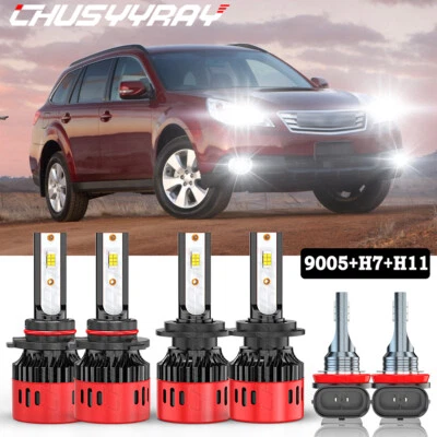 for Subaru Outback 2010-2014 6x 6000K LED Faro Alto/Bajo + Bombillas antiniebla - Image 1 of 4