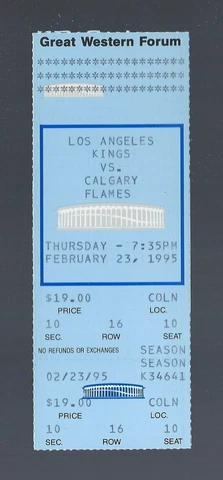 WAYNE GRETZKY GOAL #807 - VINTAGE 1995 FLAMES @ LOS ANGELES KINGS FULL TICKET Cover