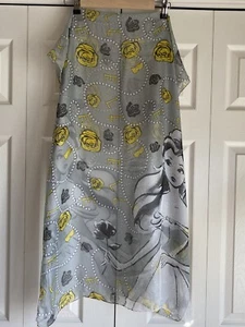 Disney Beauty and The Beast Belle Scarf Gray Yellow Roses 100% Polyester  - Picture 1 of 3