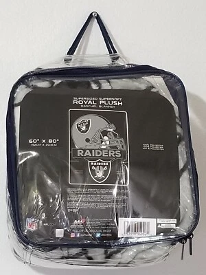 NFL Las Vegas Raiders Plush 60" by 80" Twin XL Size Raschel Blanket - Image 1 of 3