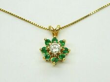 1Ct Round Cut Lab Created Green Emerald Pendant Necklace 14K Yellow Gold Plated