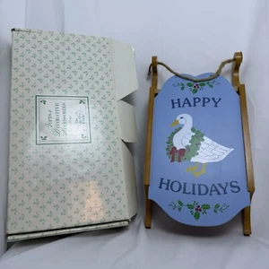 Vtg The Creative Circle Happy Holidays Duck Hanging Shelf Sled - Bild 1 von 7