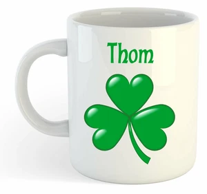 Thom - Kleeblatt Personalisiert Name Becher - Irisch st Patricks Geschenk - Bild 1 von 1