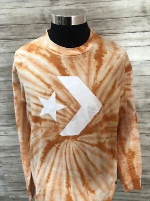 Suéter Converse Para Hombres Grande Tie Dye Pullover Sudadera Naranja Manga Larga N5 Foto 1 de 4