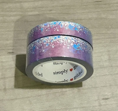 НОВЫЙ просто позолоченный фиолетовый с синий русалки звездной пыли washi ленты 10 и 15 мм - Изображение 1 из 2