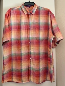 Camisa de manga corta Alan River para hombre talla 2XL 100 % algodón arco iris a cuadros - Imagen 1 de 4