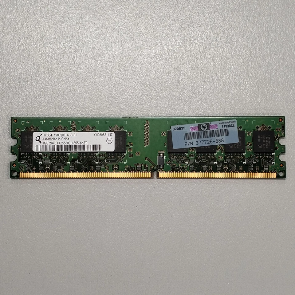 Qimonda 1GB DDR2 RAM PC2-5300 667MHz CL5 DIMM HYS64T128020EU-3S-B2 377726-888 - Image 1 of 4