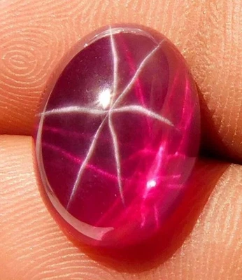 9.10 Cts. Natural Star Red Ruby 6 Rays Oval Cabochon Shape Certified Gemstone - Image 1 of 4