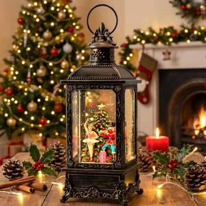 Christmas Snow Globe Nutcracker Lantern, Musical Lighted Nutcracker & Ballerina  - Picture 1 of 12