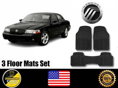 For All Mercury Floor Mat Set 3 PCS Black Rubber Heavy Duty Anti-Slip Easy Clean - Image 1 of 4