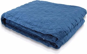 SereneLife Blue 20lb Weighted Cotton Quilted Gravity Blanket (Queen Size) - Picture 1 of 2