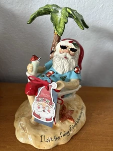 BLUE SKY CLAYWORKS CHRISTMAS BEACH HOUSE DECOR "SANTA BEACH CHAIR, PALM TREE" - Picture 1 of 7