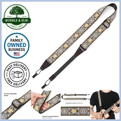 Adjustable Ukulele Strap No Drill J Hooks for Soprano Concert Tenor Uke - Image 1 of 4