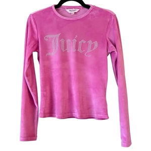 Pigiama donna Juicy Couture manica lunga piccolo rosa velluto strass Y2K - Foto 1 di 8