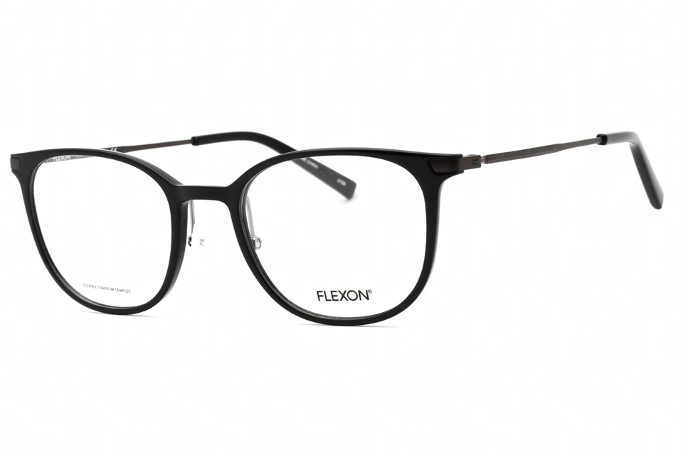 Flexon Men's Eyeglasses Shiny Black Plastic Cat Eye Frame FLEXON EP8002 001