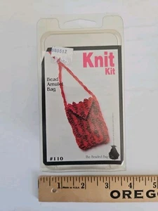 The Beaded Bag BEAD AMULET BAG Knit Kit #110 1-3/4"x2-1/2" PINK DMC 778 NIP - Picture 1 of 4