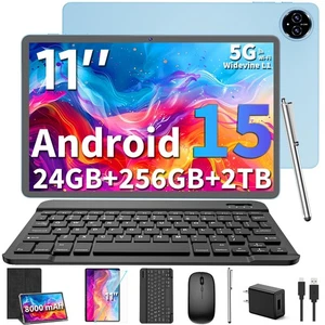 Android 15 Tablet, 2025 Upgraded 11 inch Android Tablets with Keyboard, 24GB+... - Picture 1 of 8