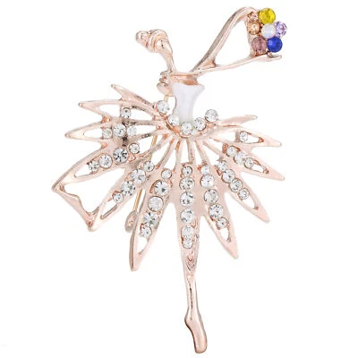 Brosche Ballerina Rosegold transparente Strasssteine - Bild 1 von 4