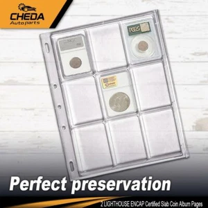 Neue zertifizierte Münzseiten Leuchtturm Umhüllung bewertet Platte Album [2 Blätter] NGC PCGS - Bild 1 von 12